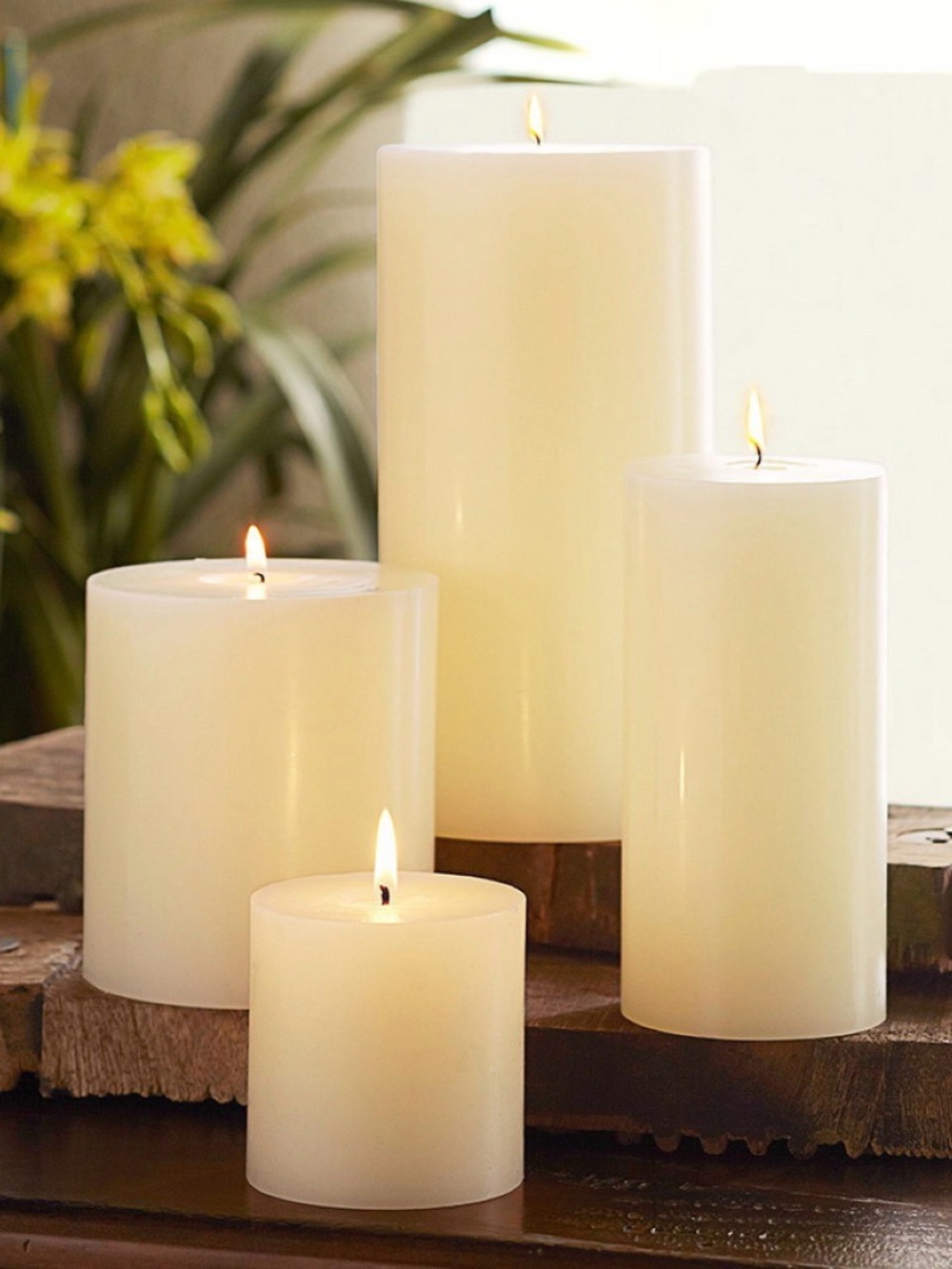 Pottery Barn Unscented Pillar Candles - Ivory (set of 4)